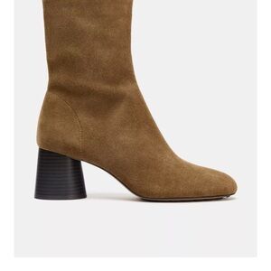 Zara Tan Suede Heeled Boots